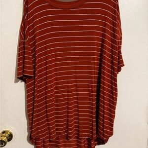 Time and Tru Rust and White Striped Top